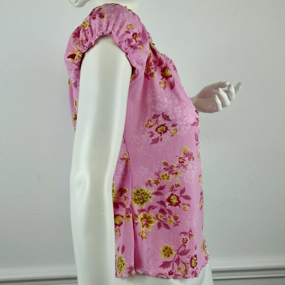 Vintage Medium Top Y2K Preppy Floral Pink Hyper Feminine Dainty Preppy Coquette - Picture 8 of 9